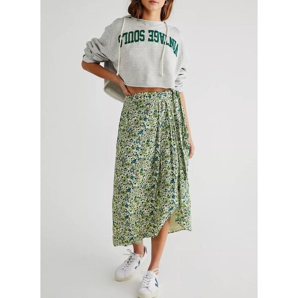 SCOTCH & SODA green floral print maxi wrap skirt size S - Picture 1 of 8